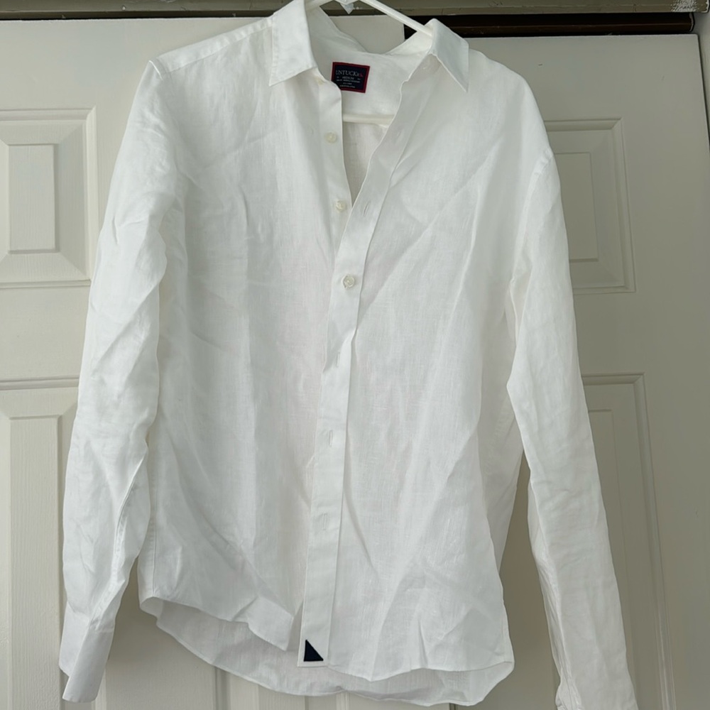 Untuckit white linen shirt